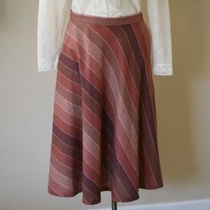 Vintage Striped Flare Skirt With Pockets - 70s 80s